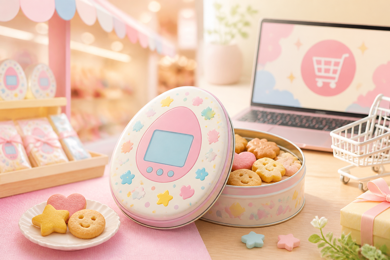 たまごっちクッキー缶は「季節限定のイベントコーナー」や「通販サイト」がメインの販路！